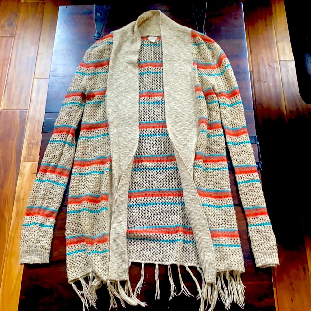 Small fall long sweater, knitted cardigan.